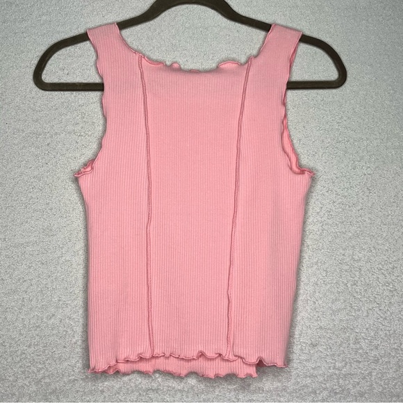 Bp. Nordstrom Ribbed Tank Top-Salmon-Women’s XS-Lettuce Edge/Hem-Summer-NEW-Cute - Picture 5 of 8